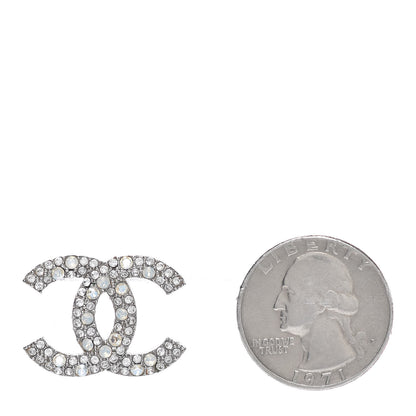 Chanel Crystal Large CC Earrings Silver 2 of 5