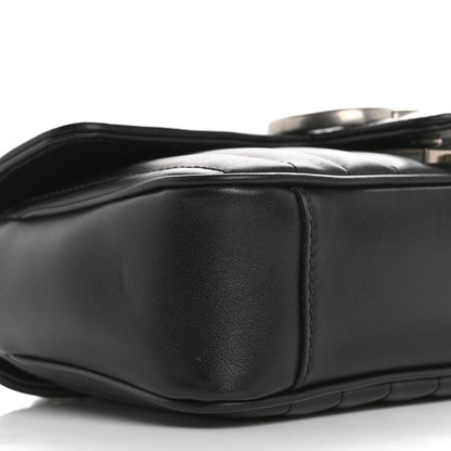Gucci Calfskin Matelasse Aria Mini GG Marmont Shoulder Bag Black Black 9 of 10