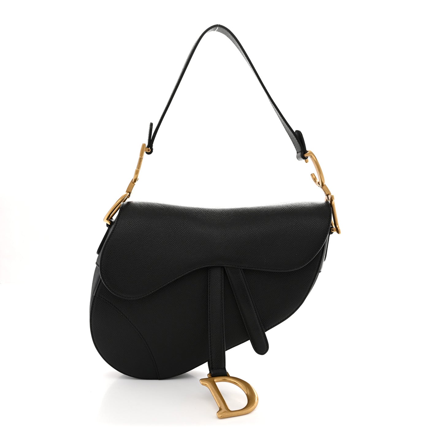 Grained Calfskin Saddle Bag Black