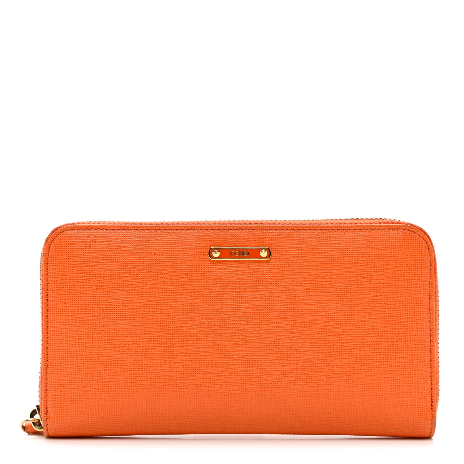 Fendi Vitello Elite Zip Around Wallet Arancio 1 of 9