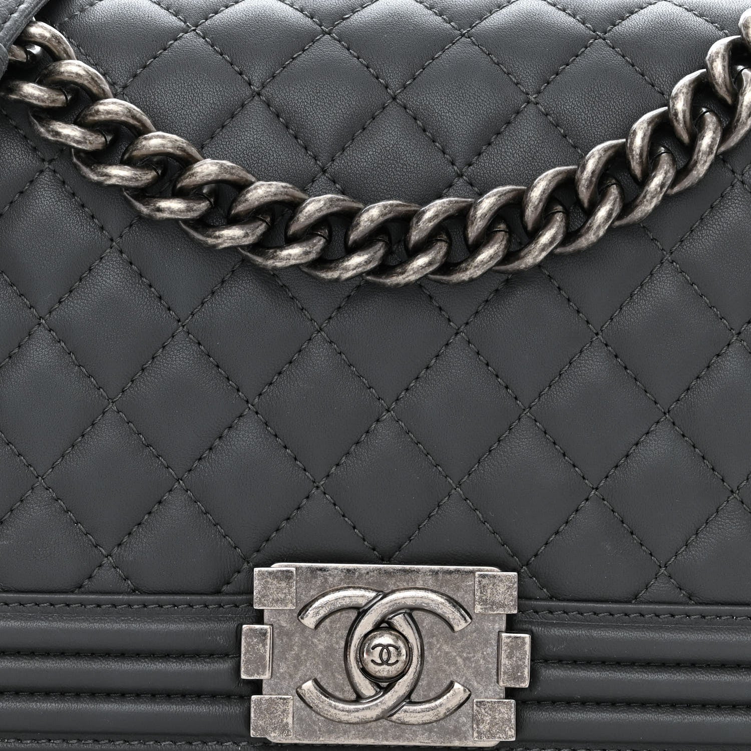 Chanel Lambskin Quilted Medium Boy Flap Dark Grey 8 of 10