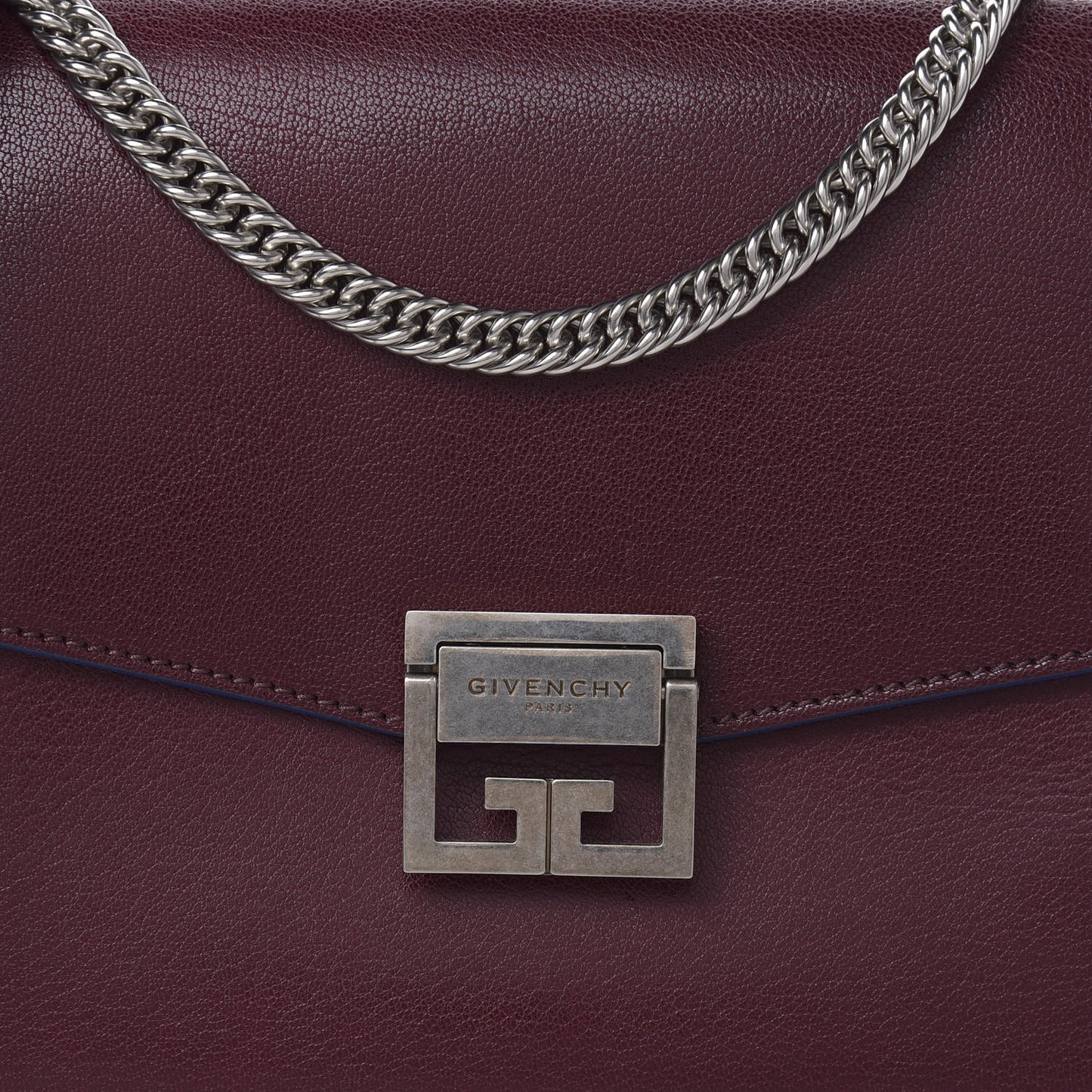 Goatskin Suede Medium GV3 Shoulder Bag Aubergine Blue