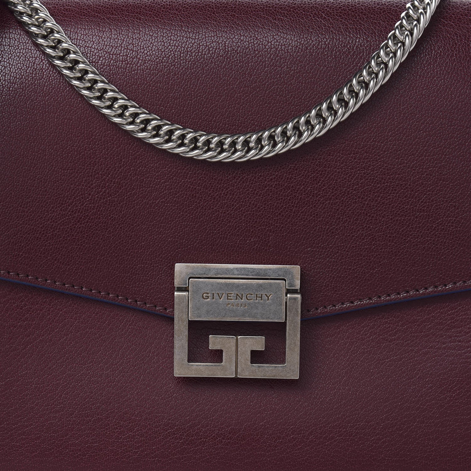 Givenchy Goatskin Suede Medium GV3 Shoulder Bag Aubergine Blue 9 of 9