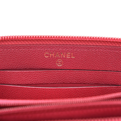 Chanel Caviar Quilted Small Boy Zip Around Wallet Fuchisa 6 of 8