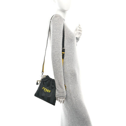 Fendi Recycled Nylon Vitello Grace Light Pequin Small Saint Fendi Roma Drawstring Pouch Black Sunflower 2 of 11