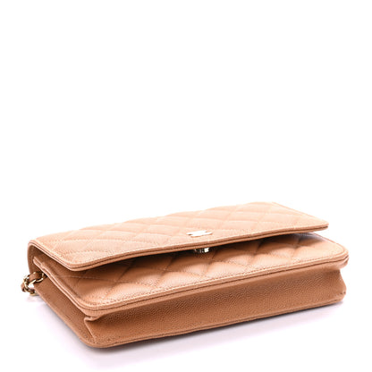 Chanel Caviar Quilted Wallet On Chain WOC Dark Beige 3 of 9