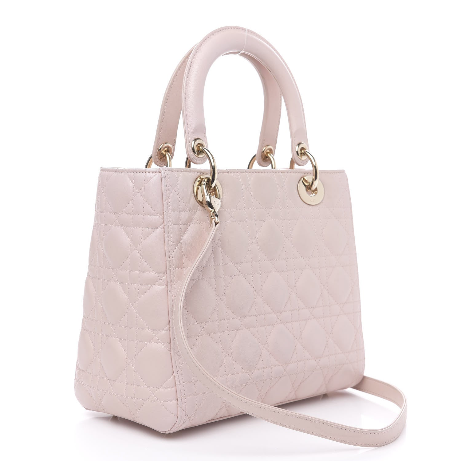 Christian Dior Lambskin Cannage Medium Lady Dior Light Pink 3 of 15