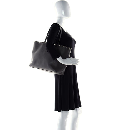 Valentino Garavani Grained Calfskin Rockstud Shoulder Tote Graphite 14 of 14