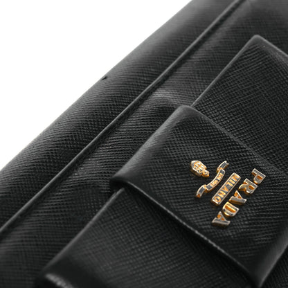 Prada Saffiano Bow Continental Wallet Black 15 of 15