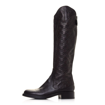 Gucci Guccissima Calfskin Miro Soft Knee High Riding Boots 39.5 Chocolate 1 of 7