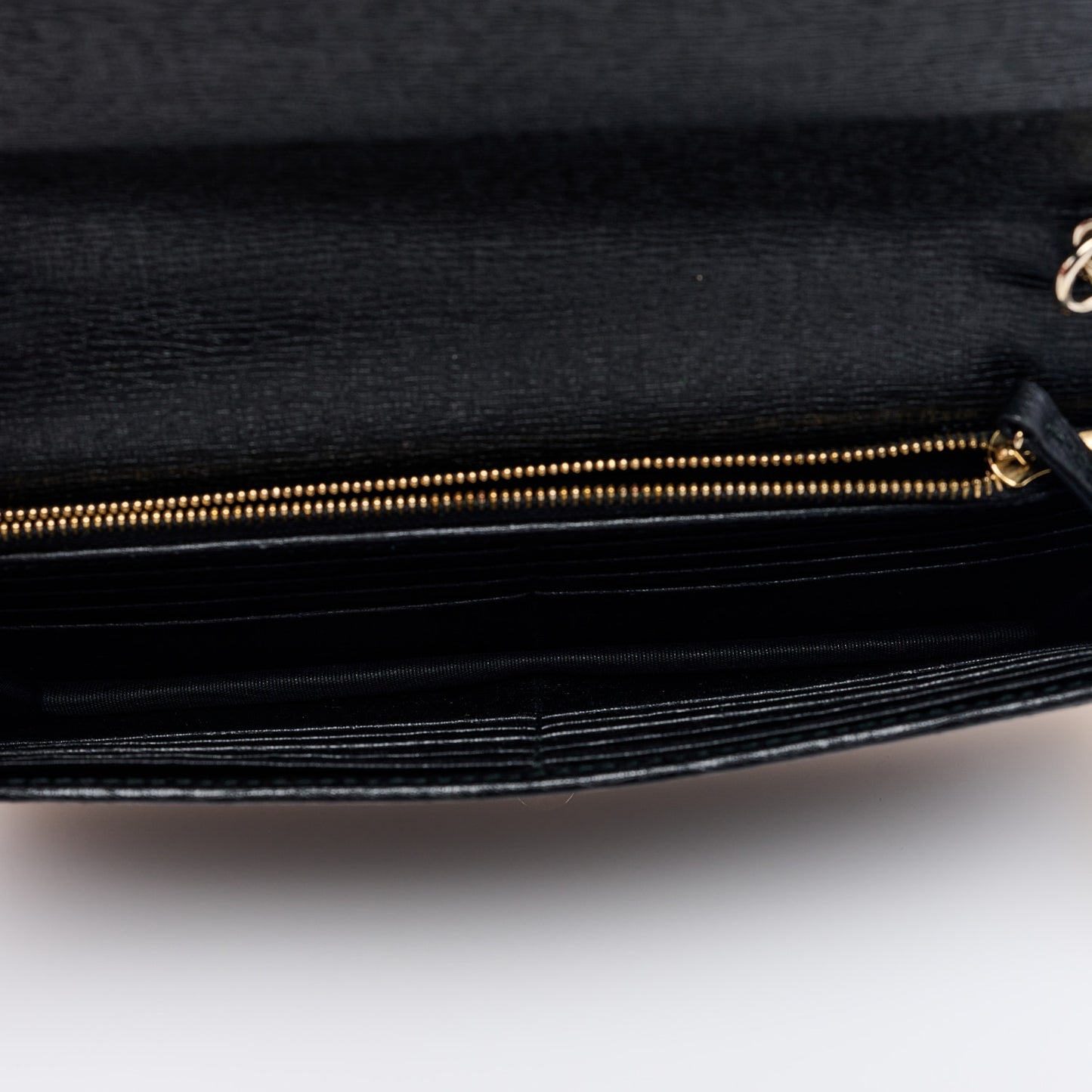 Textured Calfskin Medium Betty Chain Wallet Black