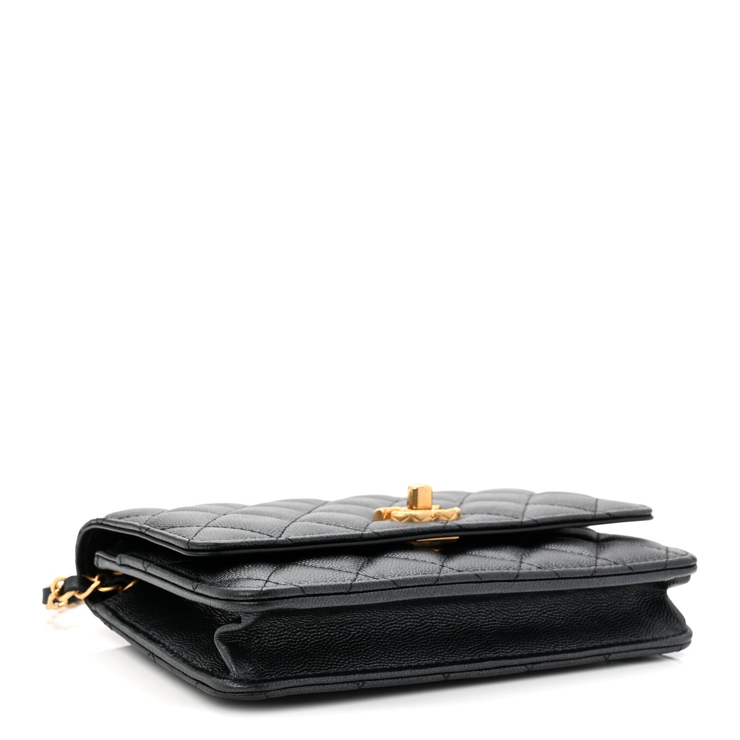 Pearly Caviar Quilted Fit For You Wallet On Chain WOC Black