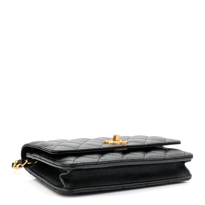 Chanel Pearly Caviar Quilted Fit For You Wallet On Chain WOC Black 4 of 11