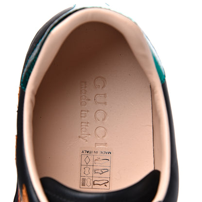 Gucci Calfskin Ayers Web Flames Embroidered Mens Ace Sneakers 7 Black 6 of 9