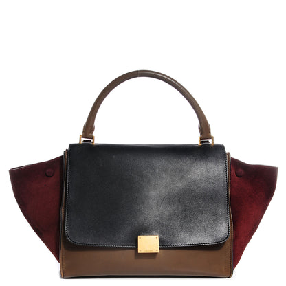 Celine Calfskin and Suede Medium Tri-Color Trapeze Khaki 1 of 8