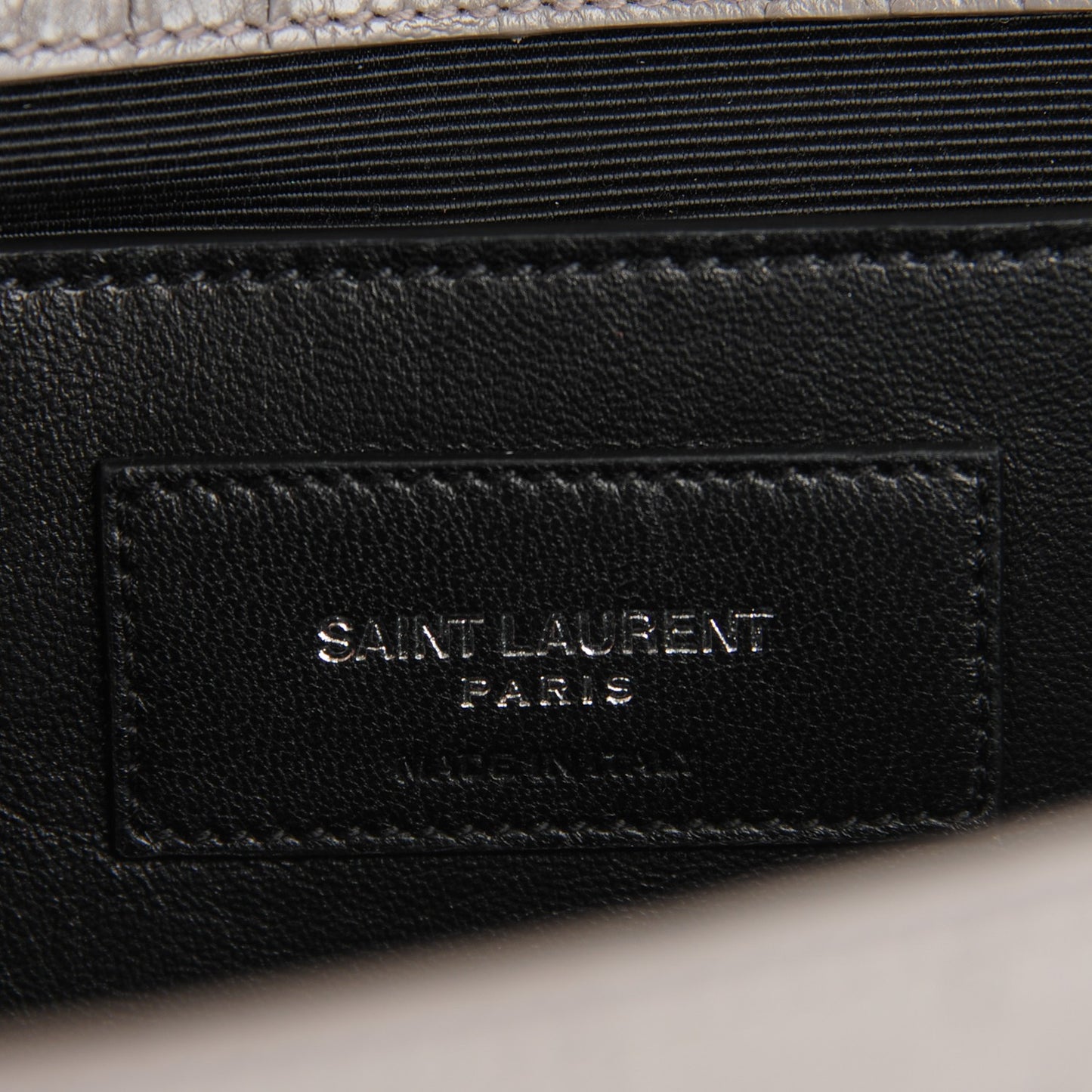 Croc Embosssed Calfskin Classic Kate Monogram Clutch Fog
