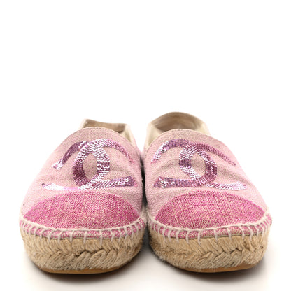 Chanel Toile Sequin CC Espadrilles 37 Pink Dark Pink 2 of 10