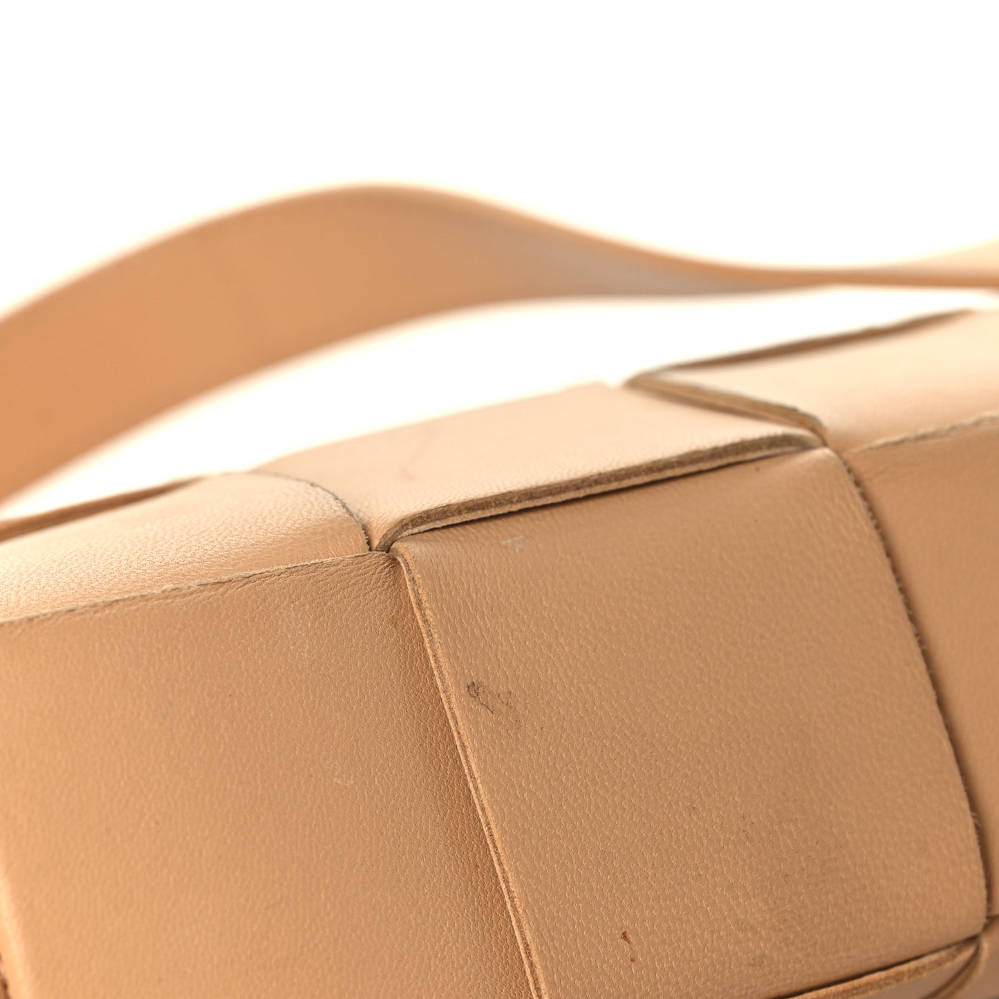 Lambskin Maxi Intrecciato Cassette Crossbody Bag Almond