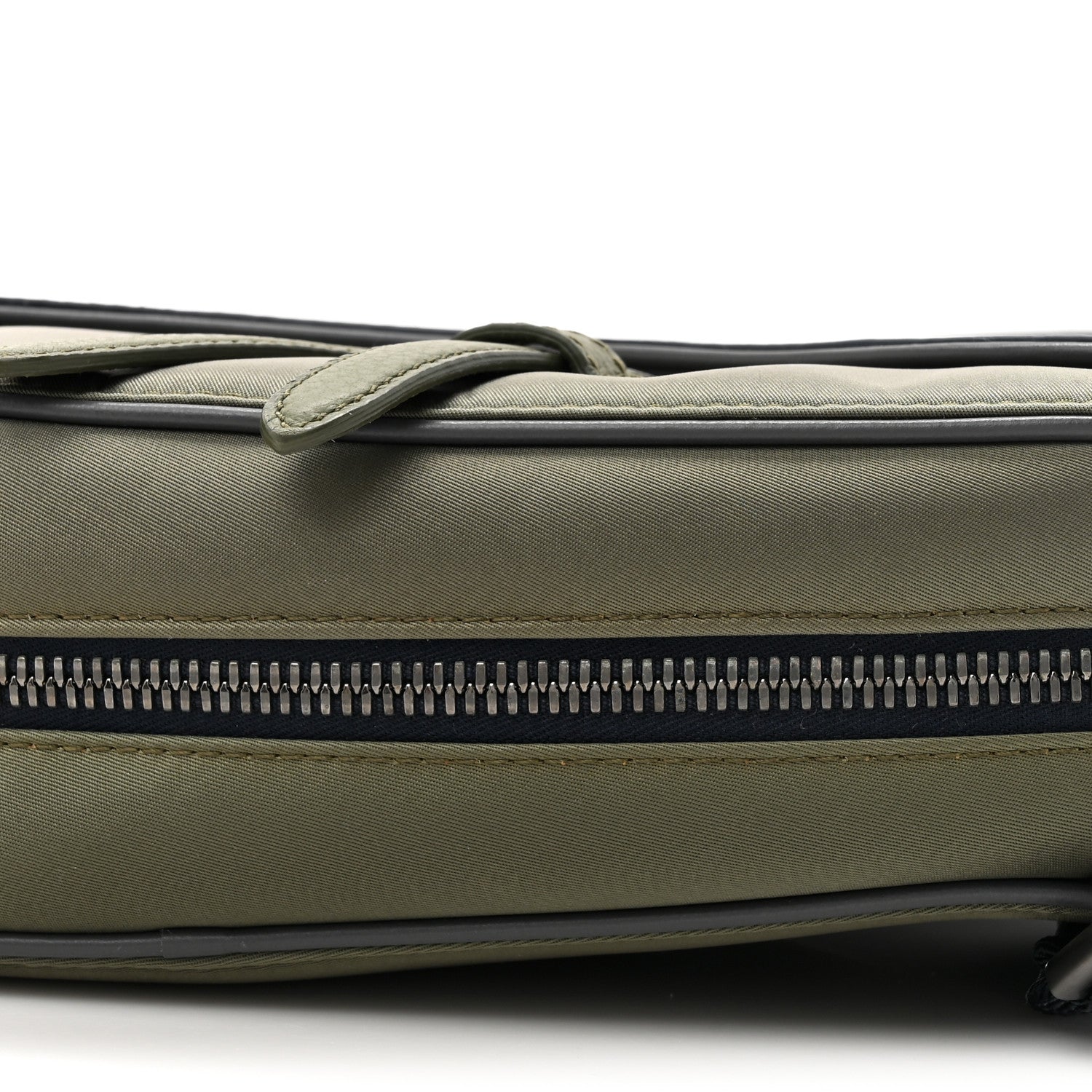 Christian Dior X SACAI Grained Calfskin Technical Fabric Mens Saddle Bag Olive Navy Blue 9 of 11