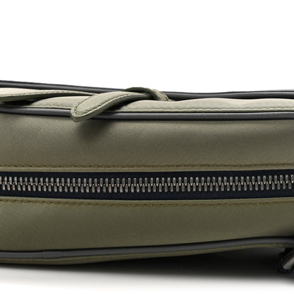 Christian Dior X SACAI Grained Calfskin Technical Fabric Mens Saddle Bag Olive Navy Blue 9 of 11