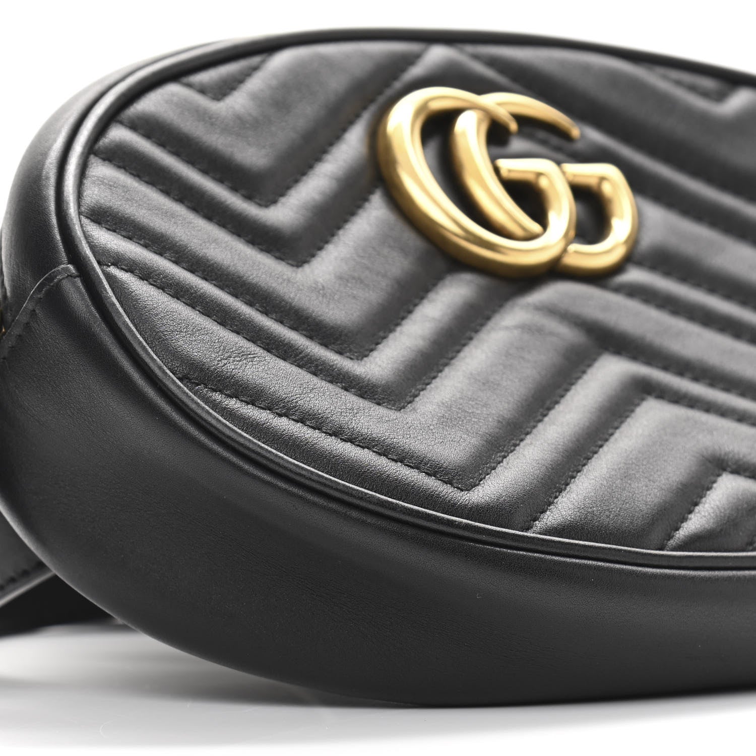 Gucci Calfskin Matelasse GG Marmont Belt Bag 95 38 Black 9 of 10