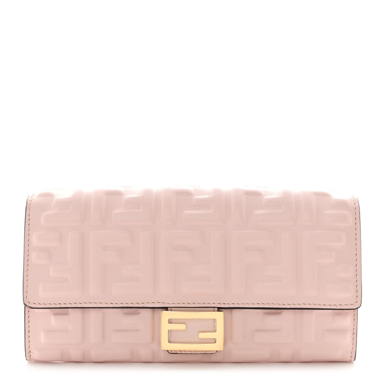 Fendi Nappa Matisse FF Embossed Continental Wallet Rose Quarzo 1 of 8