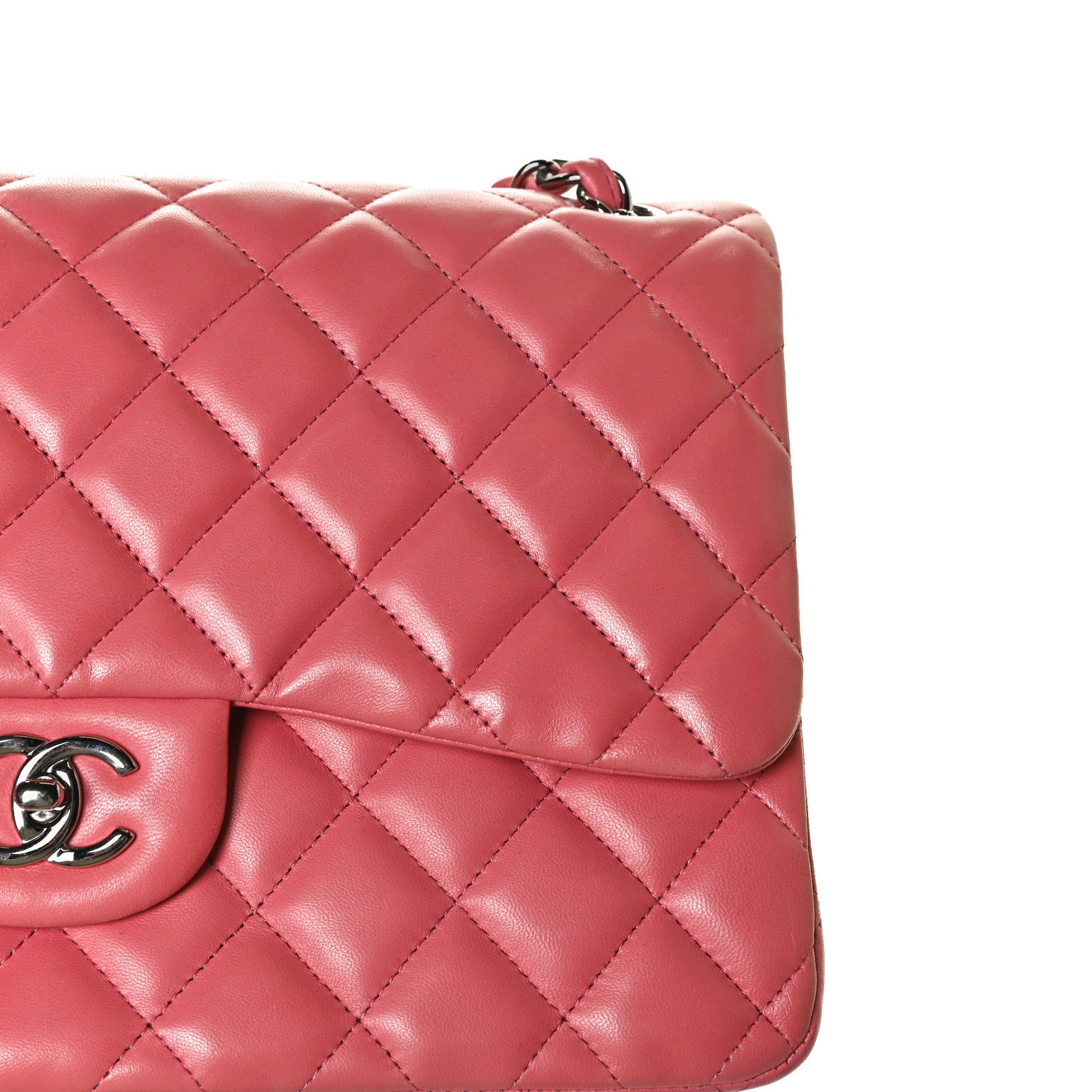 Chanel Lambskin Quilted Jumbo Double Flap Pink 12 of 14