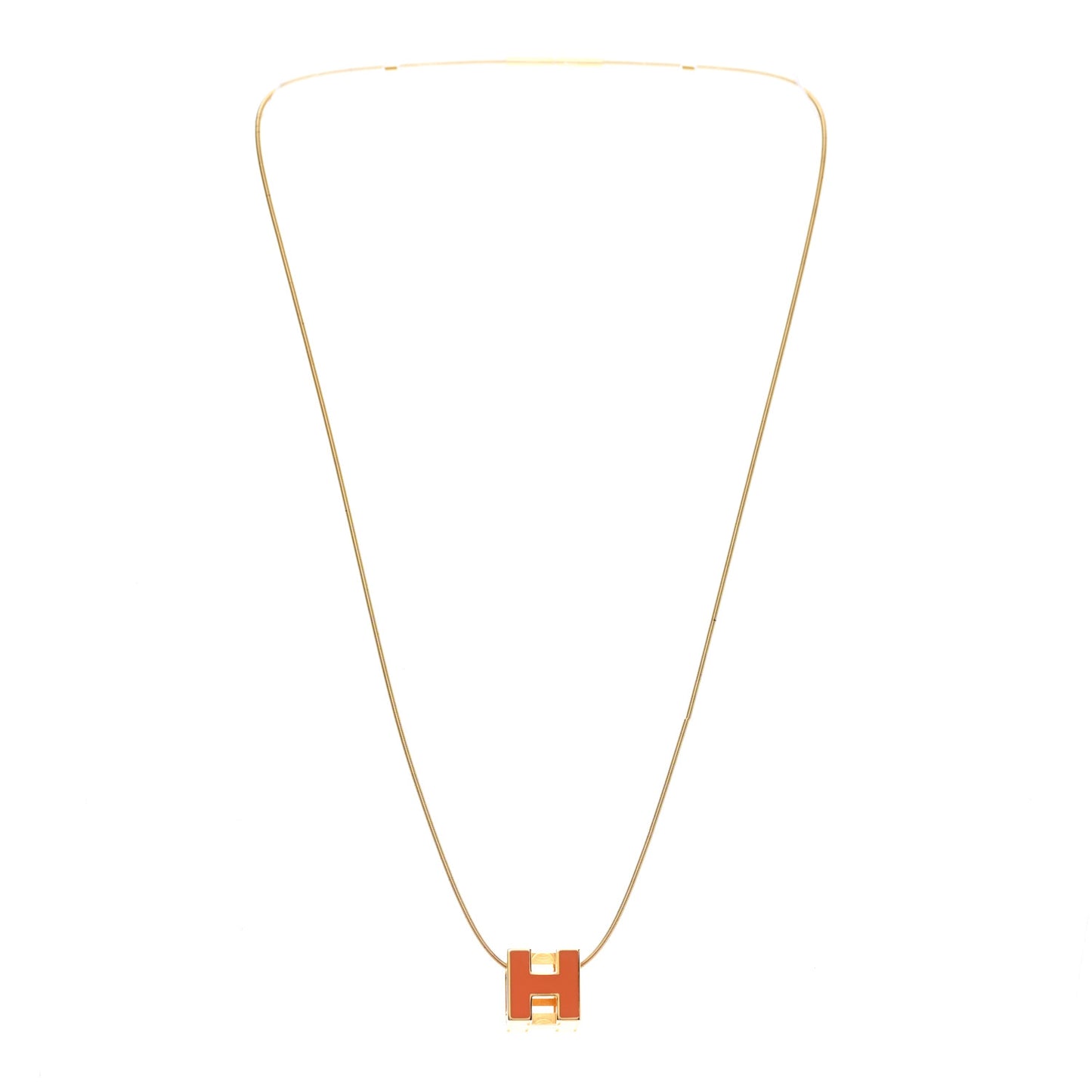 Gold Cage d'H Pendant Necklace Orange