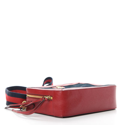 Gucci Suede Calfskin Web Small Ophidia Top Handle Shoulder Bag New Blue Romantic Cherry 4 of 16