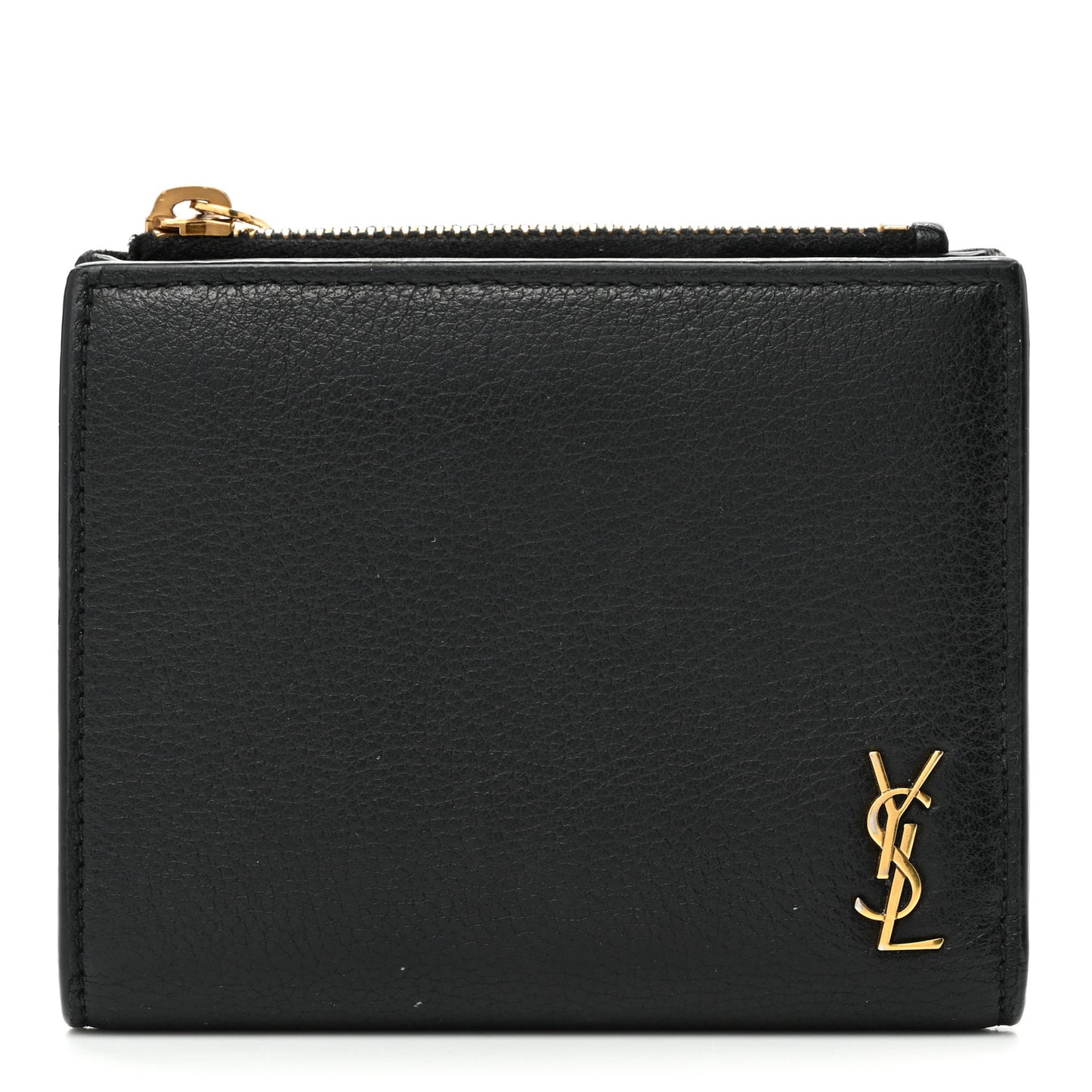 Calfskin Compact Zip Wallet Black