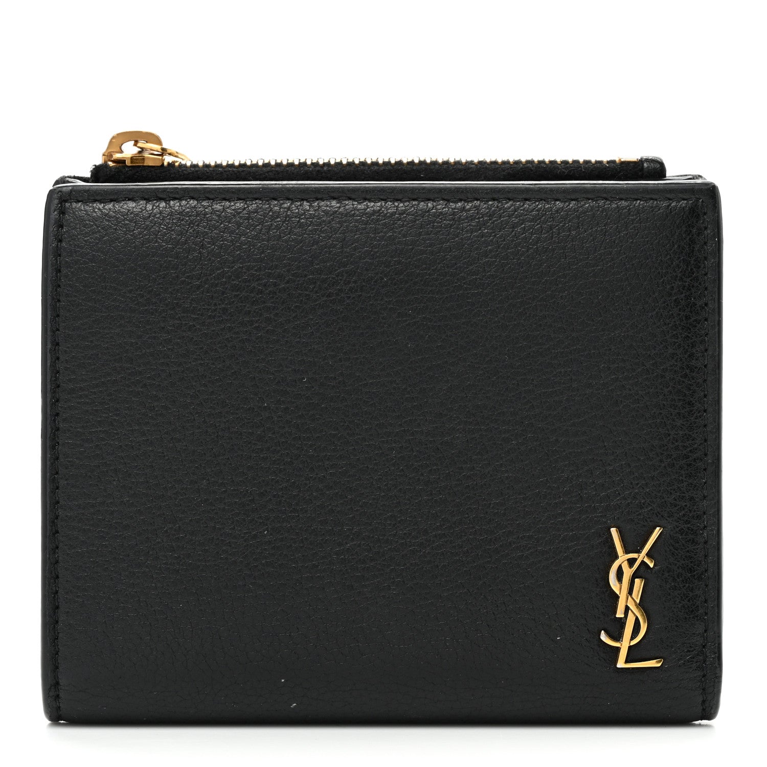Saint Laurent Calfskin Compact Zip Wallet Black 1 of 7