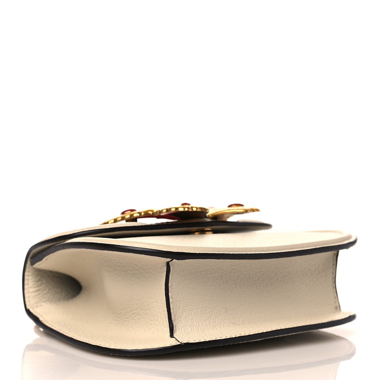 Calfskin Web Stripe Butterfly Small Totem Shoulder Bag White