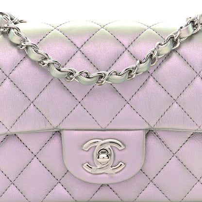 Chanel Iridescent Calfskin Quilted Mini Rectangular Flap Light Purple 8 of 10