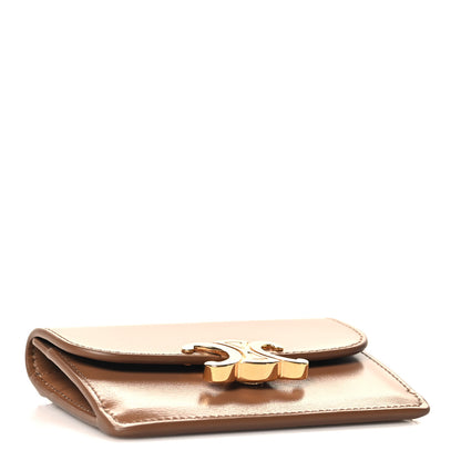 Celine Shiny Calfskin Triomphe Flap Card Holder Bronze 4 of 9