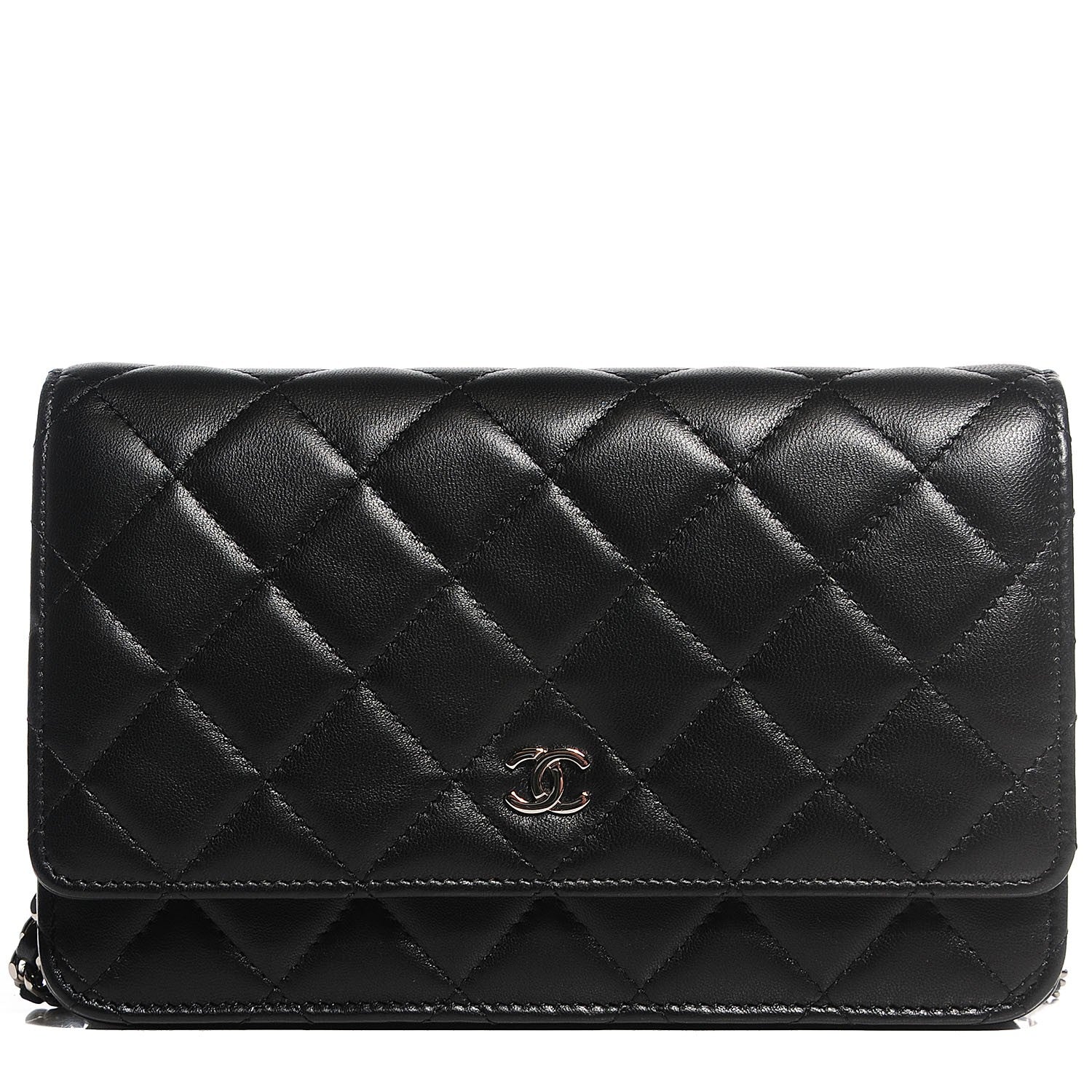 Chanel Lambskin Quilted Wallet on Chain WOC Black 1 of 9