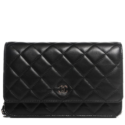 Chanel Lambskin Quilted Wallet on Chain WOC Black 1 of 9