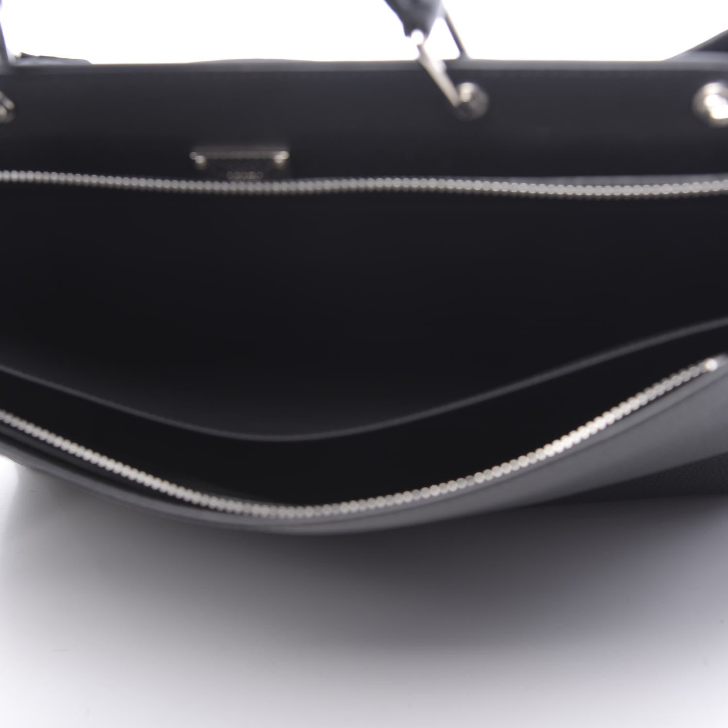 Fendi Cuoio Romano Selleria Vitello Grace Glazed Fabric FF 1974 Large Peekaboo Iconic Essential Satchel Black 5 of 11