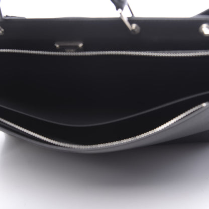 Fendi Cuoio Romano Selleria Vitello Grace Glazed Fabric FF 1974 Large Peekaboo Iconic Essential Satchel Black 5 of 11