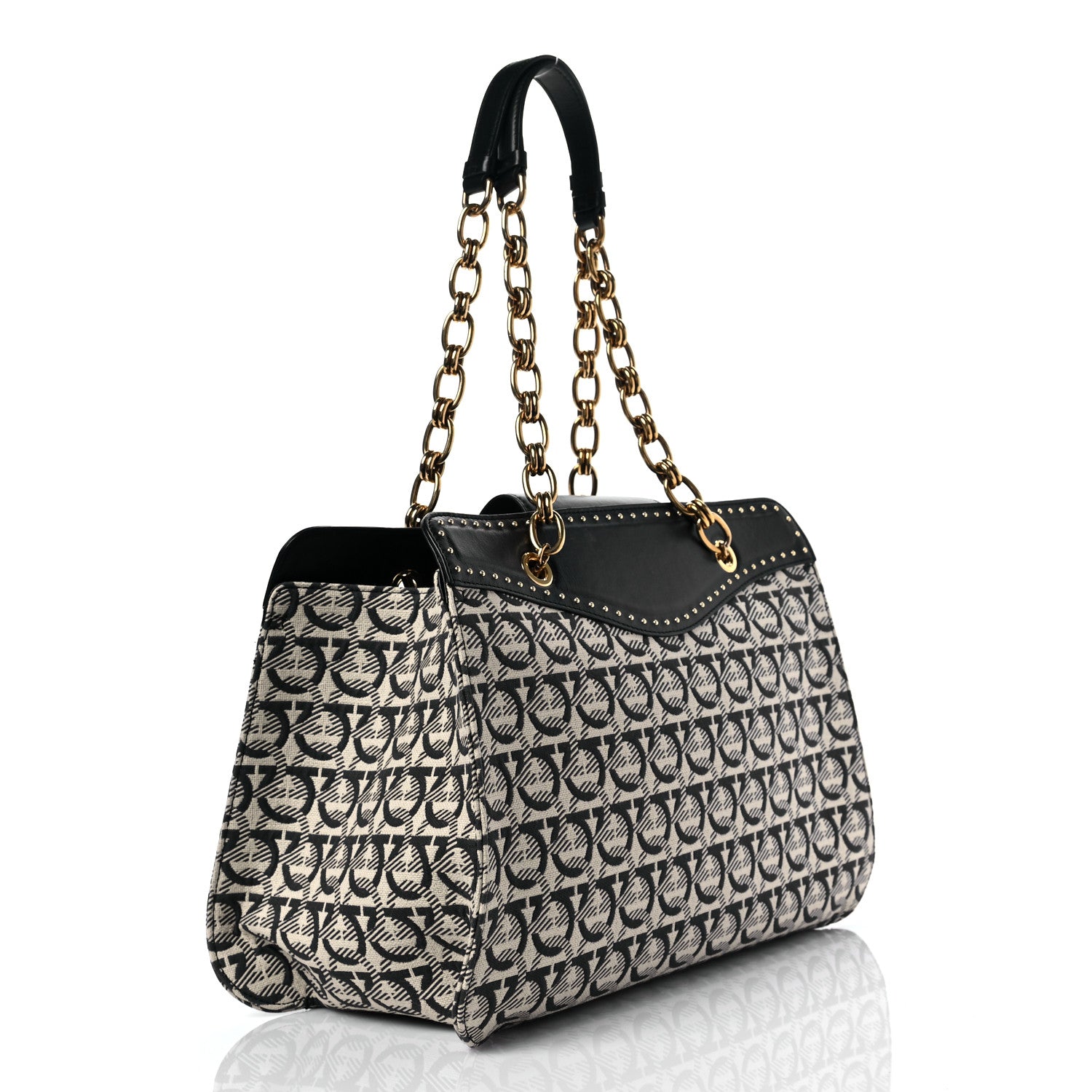 Salvatore Ferragamo Canvas Calfskin Gancini Shoulder Bag Black 2 of 6