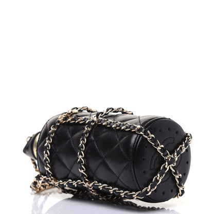 Chanel Lambskin Quilted CC To Drink Water Bottle Black Gold 4 of 15