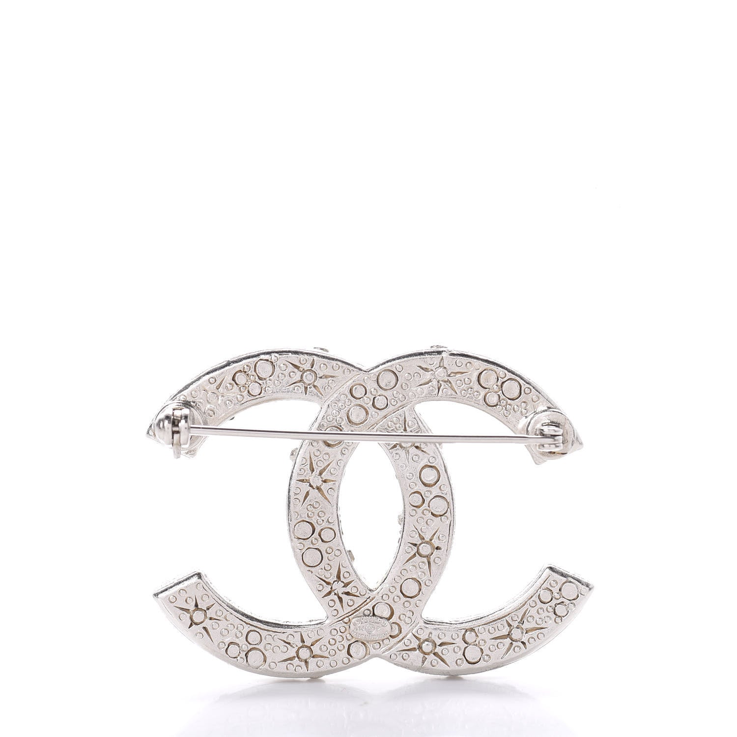 Chanel Swarovski Crystal Large CC Brooch Silver 3 of 4