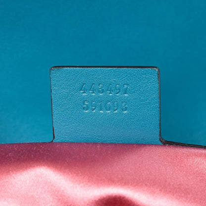 Gucci Velvet Matelasse Small GG Marmont Shoulder Bag Pavone Cyan 7 of 9