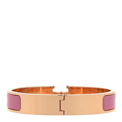 Hermes Enamel Narrow Clic Clac H Bracelet PM Rose Velours 3 of 5