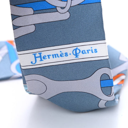 Hermes Silk Panoplie Equestre Twilly Gris Ciel Orange 3 of 5