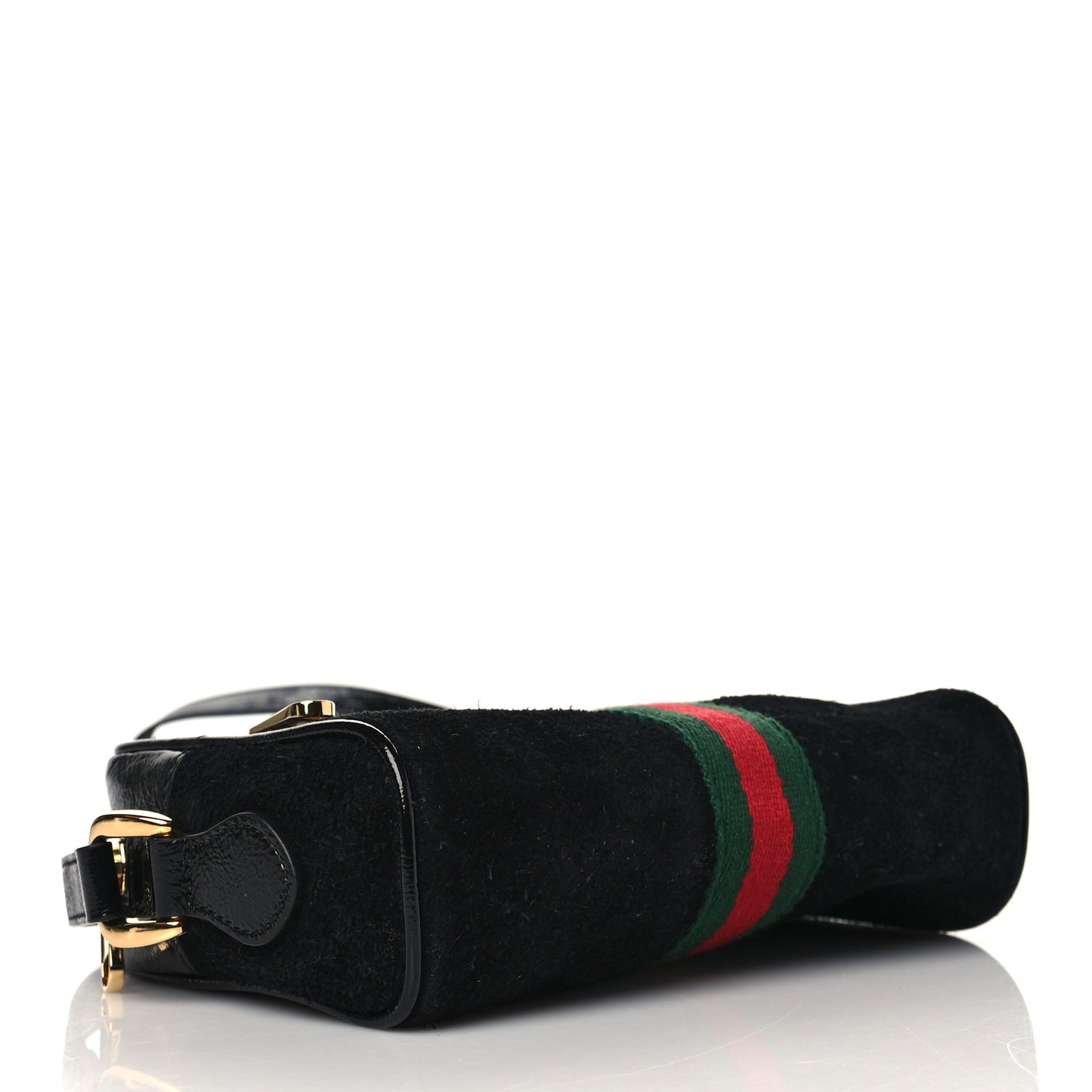 Suede Patent Web Mini Ophidia Shoulder Bag Black