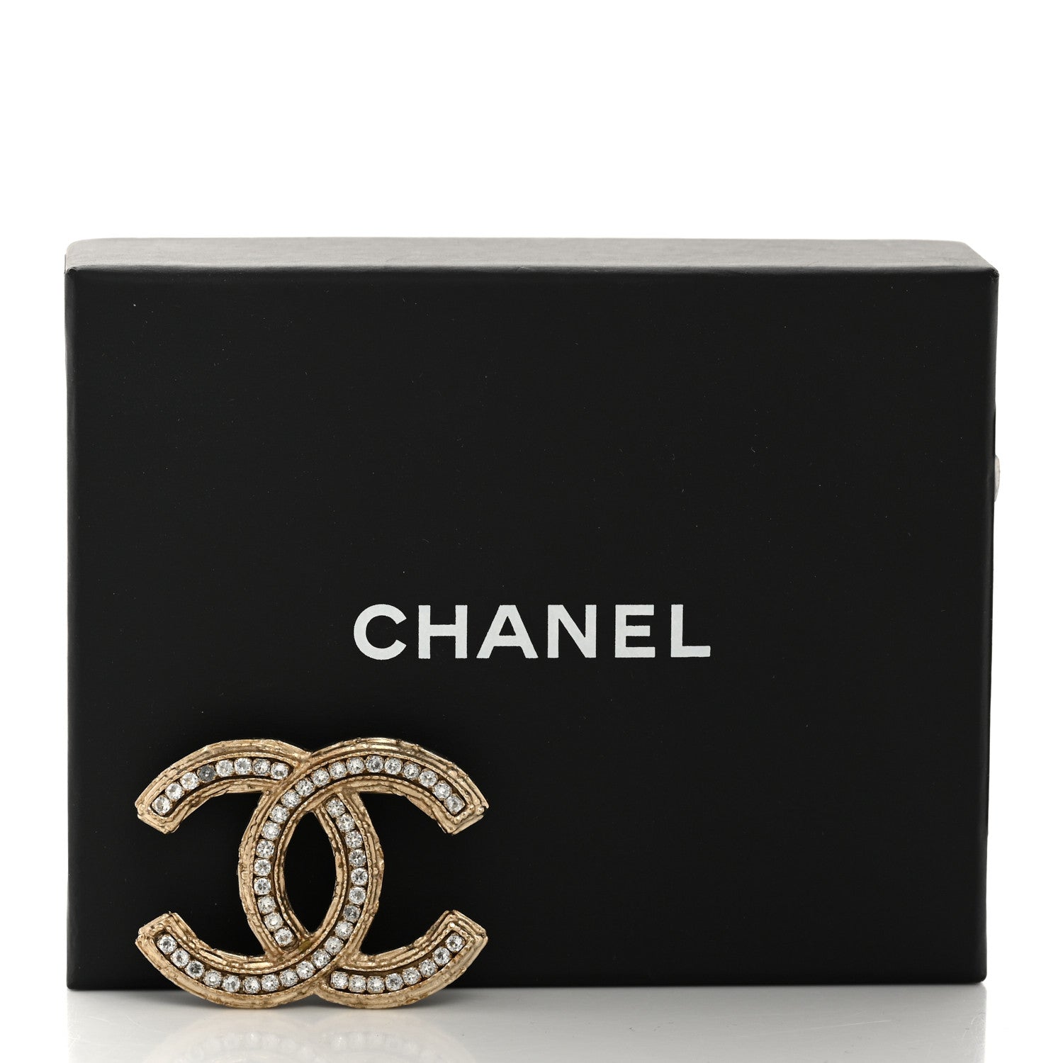 Chanel Metal Crystal Baguette CC Brooch Gold 5 of 5