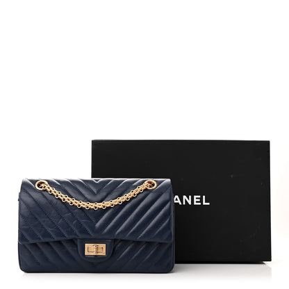 Chanel Aged Calfskin Chevron Quilted 2.55 Reissue 225 Flap Blue 11 of 11