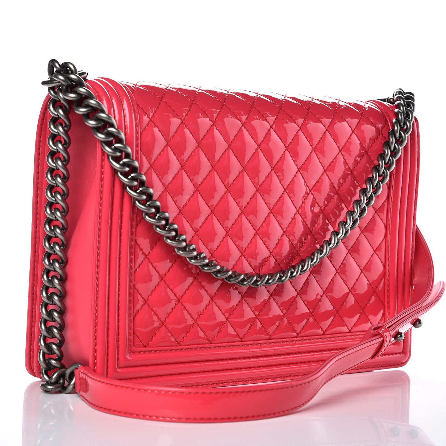 Patent Quilted Large Boy Flap Pink