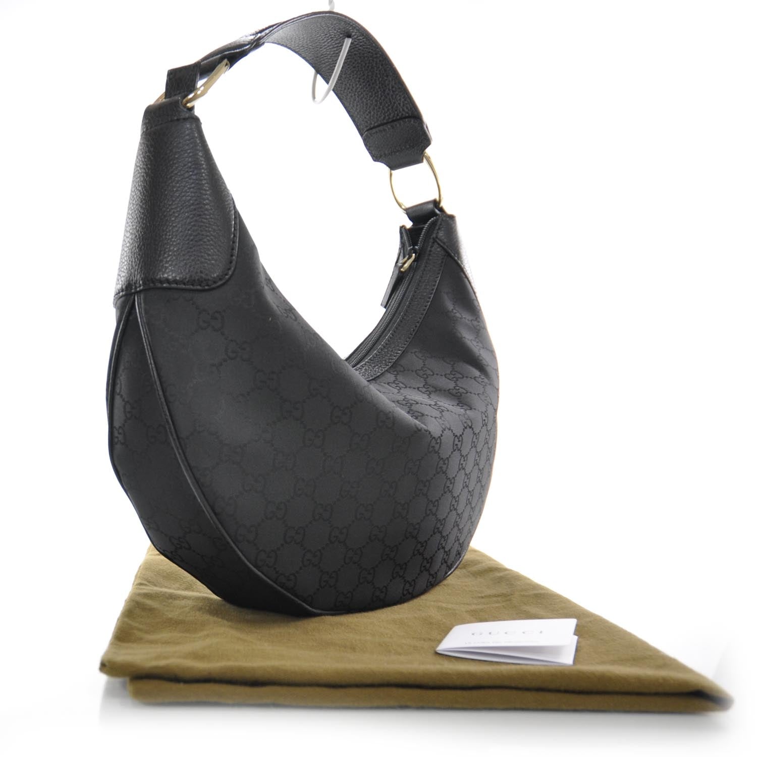 Gucci Nylon Monogram Half Moon Hobo Black 3 of 9