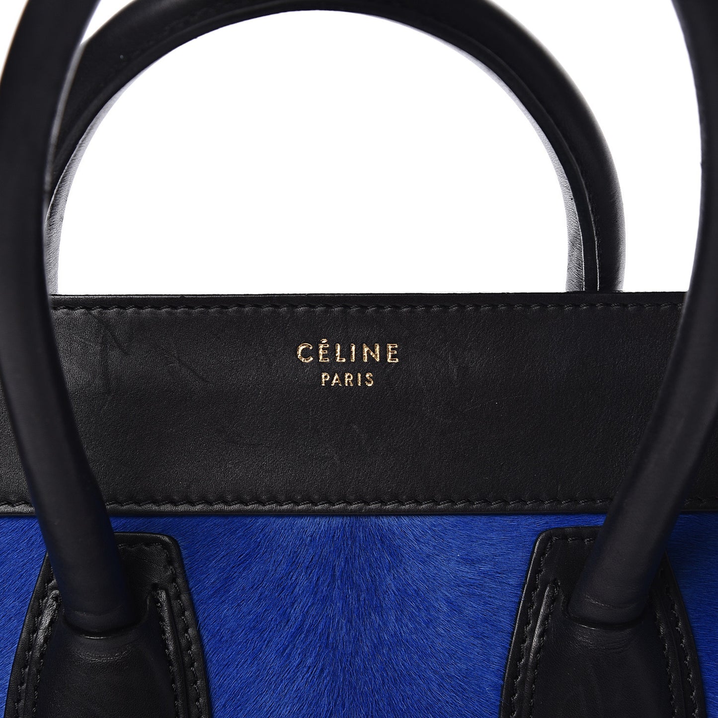 Pony Hair Mini Tri-Color Luggage Royal Blue